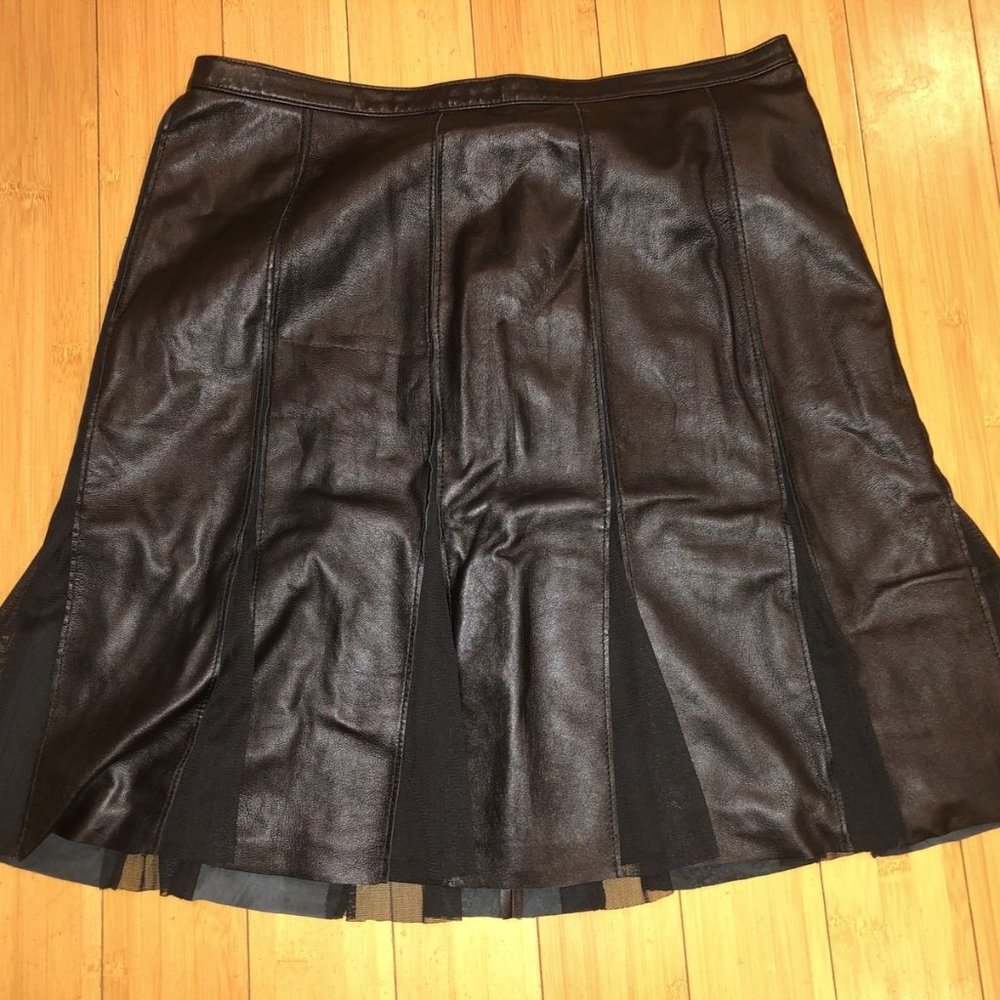 W By Worth Black Leather Skirt